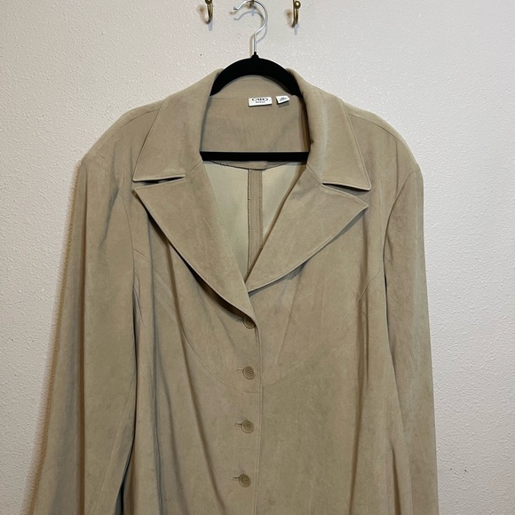 Cato Beige/Taupe Women's Blazer. Suade feel.  Size 28W - Picture 2 of 6